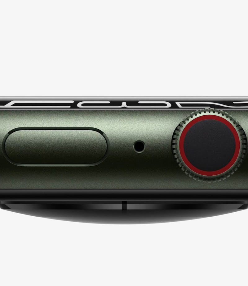 A profile of the Apple Watch Series 7 which is thicker and more durable