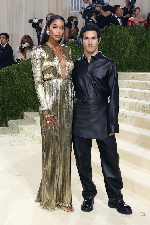 Laura Harrier and Joseph Altuzarra attend the 2021 Met Gala benefit "In America: A Lexicon of Fashio...