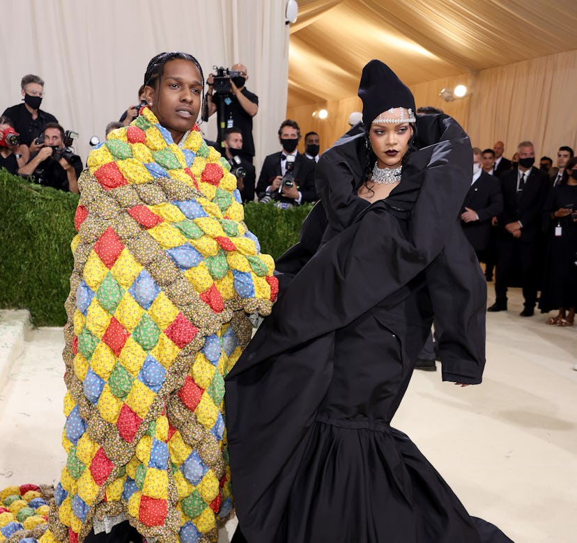 ASAP Rocky and Rihanna attend The 2021 Met Gala Celebrating In America: A Lexicon Of Fashion at Metr...