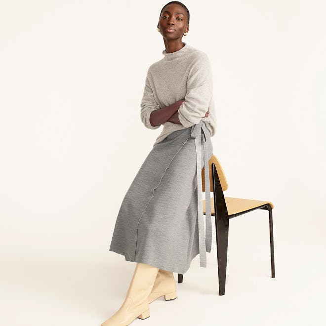 Two-Toned Merino Wool Wrap Skirt