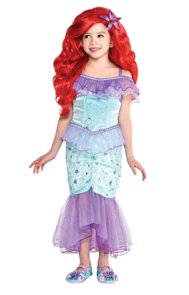 Little girl dressed up in Ariel costume, from "The Little Mermaid"