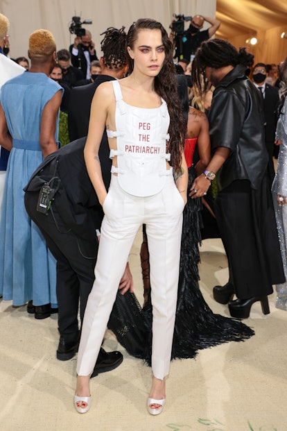 Cara Delevingne attends The 2021 Met Gala Celebrating In America: A Lexicon Of Fashion at Metropolit...