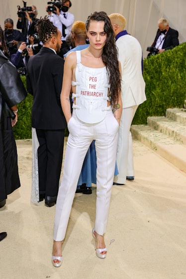Cara Delevingne attends The 2021 Met Gala Celebrating In America: A Lexicon Of Fashion at Metropolit...