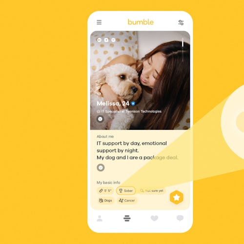 Bumble will now allow users to add a "Sober" badge to their profile.