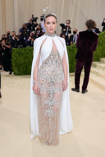Emily Blunt attends The 2021 Met Gala Celebrating In America: A Lexicon Of Fashion at Metropolitan M...