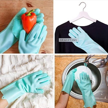 CATTOV Scrubbing Gloves and 2 Silicon Sponges