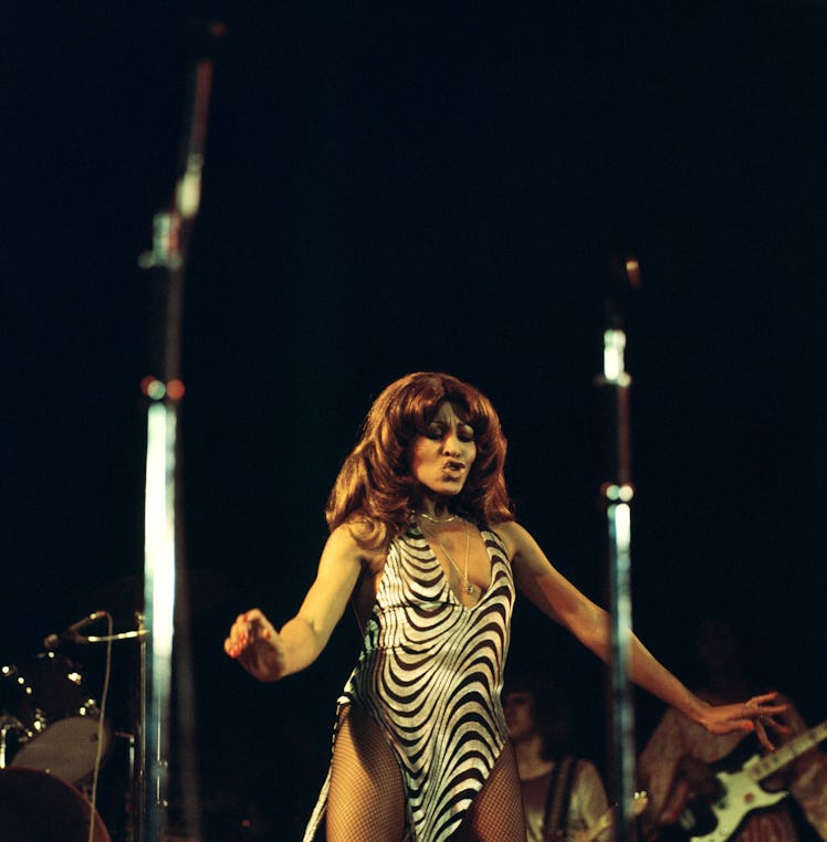 American singer Tina Turner of the Ike & Tina Turner Revue performs live on stage at the Hammersmith...