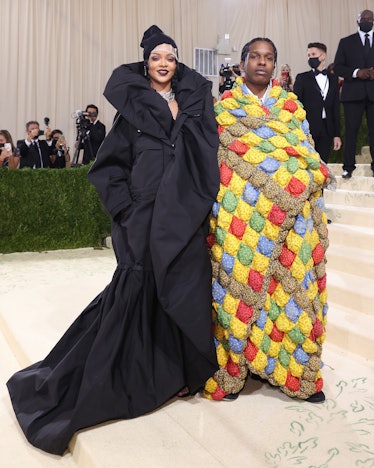 Rihanna and ASAP Rocky attend the 2021 Met Gala benefit "In America: A Lexicon of Fashion" at Metrop...