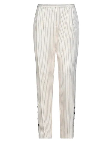 ALTUZARRA's casual pinstripe pants in beige. 