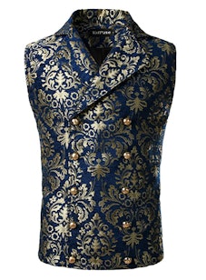 VATPAVE Mens Victorian Double Breasted Vest