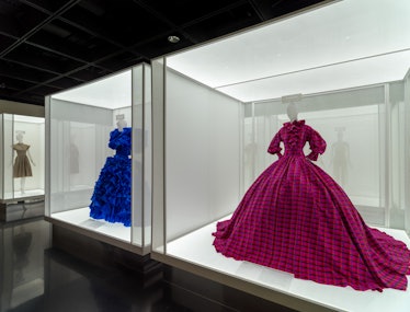 Gowns by Rodarte and Christopher John Rogers on display at the Metropolitan Museum of Art.