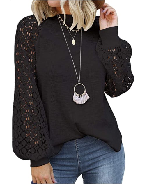 MIHOLL Long Sleeve Lace Loose Blouse