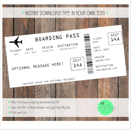 Printable Airline Ticket Boarding Pass Template