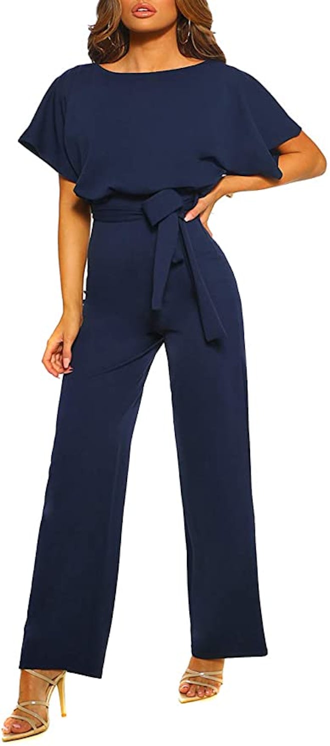 Happy Sailed Short Sleeve Belted Jumpsuit