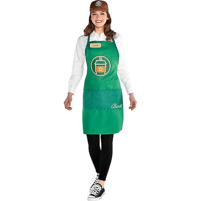 green apron and hat barista costume for adults