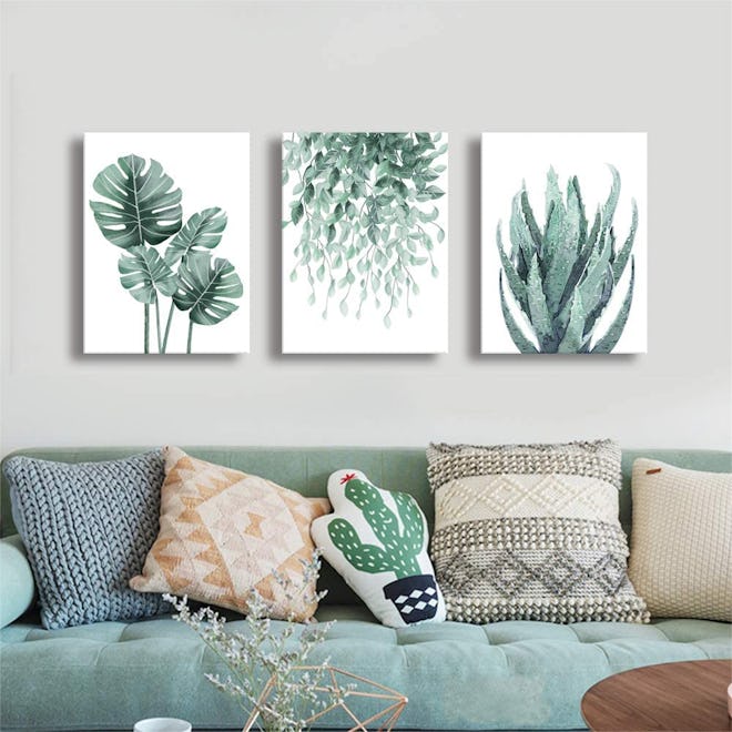 Youshion Art Green Canvas Wall Art Prints (Set of 3)