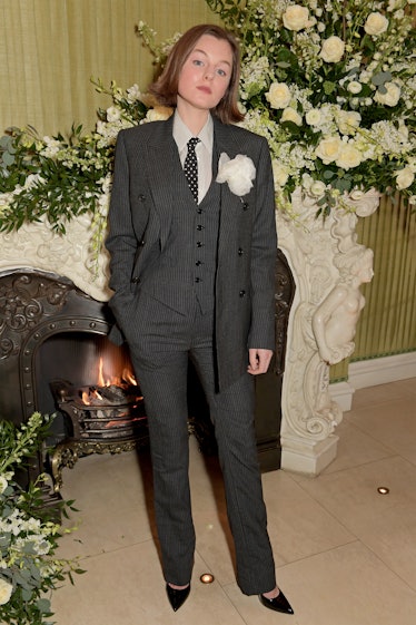 Emma Corrin attends the British Vogue and Tiffany & Co. Fashion and Film Party at Annabel's on Febru...
