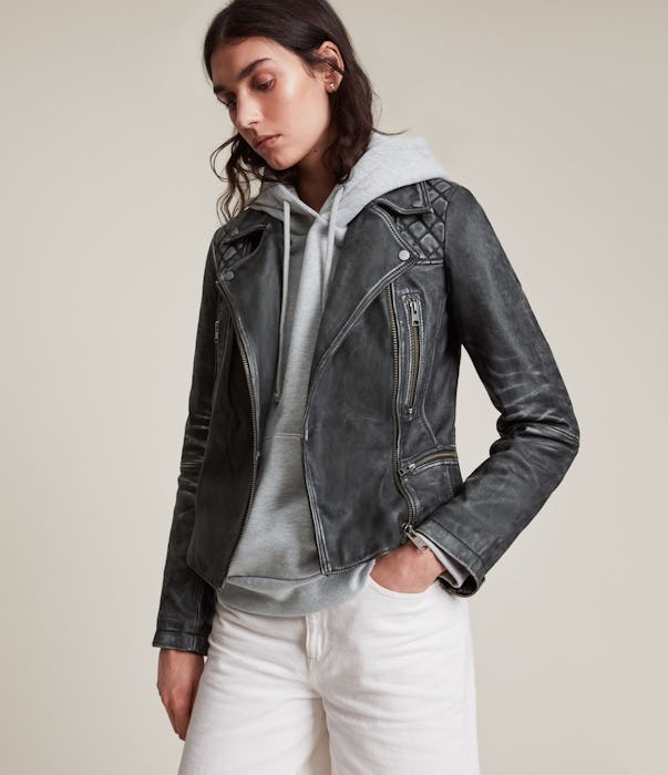 Soft Crinkle Leather Moto Jacket
