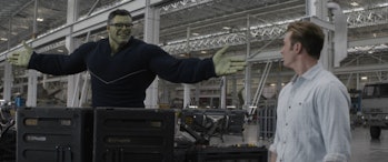 Professor Hulk experimenting with time travel in Avengers: Endgame