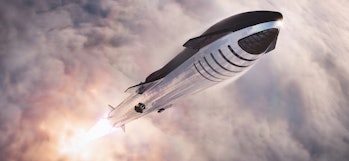 SpaceX Starship lifting off.