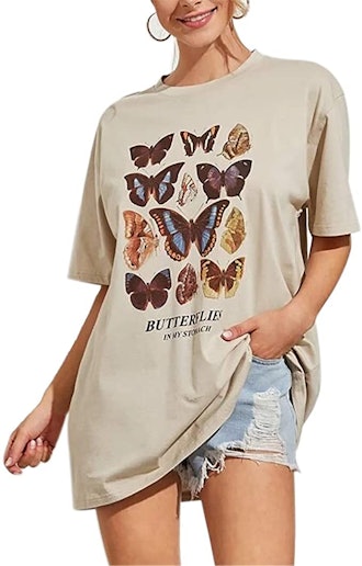 Meladyan Butterfly Printed Graphic Tee