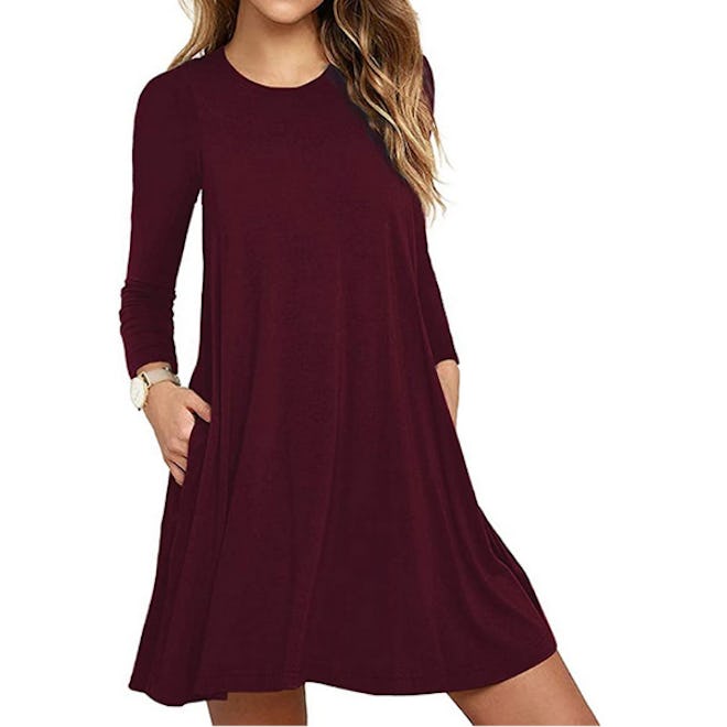 Unbranded Long-Sleeve T-Shirt Dress with Pockets