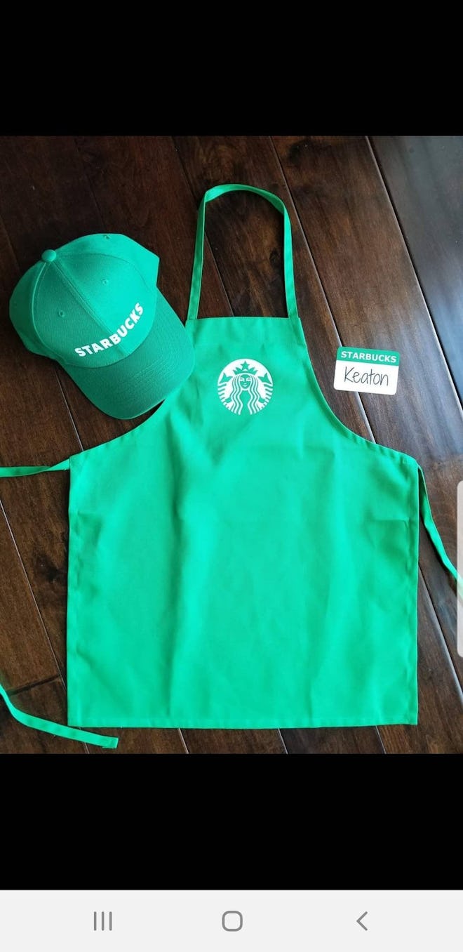 Starbucks dress-up set for kids with green apron and hat