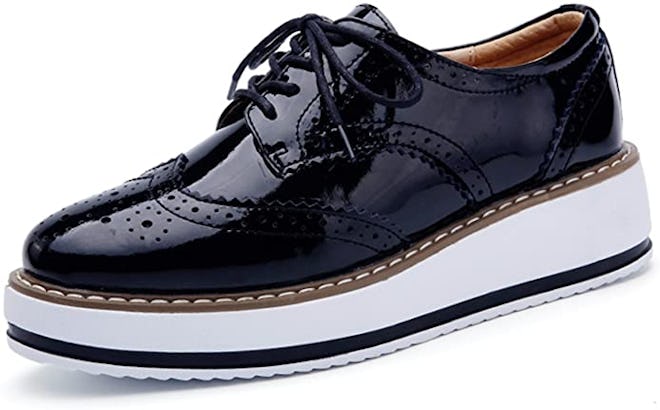 DADAWEN Platform Lace-Up Wingtip Oxfords