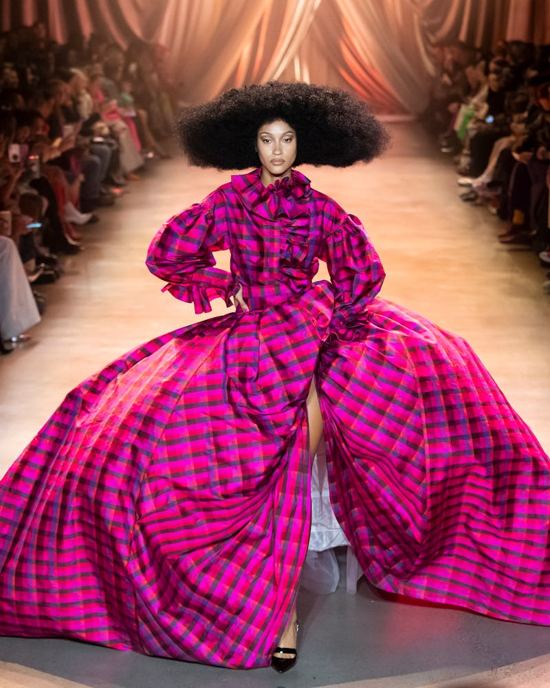 A model walks the runway during the Christopher John Rogers Ready to Wear Fall/Winter 2020-2021 fash...