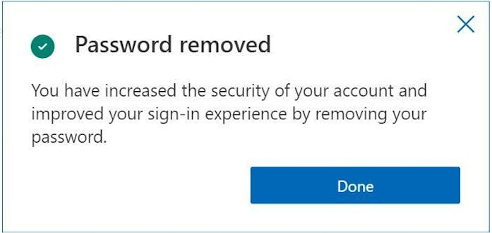 The end of the password removal process 