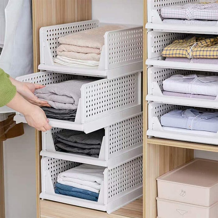 BOSSJOY Stackable Wardrobe Storage Boxes (4-Pack)