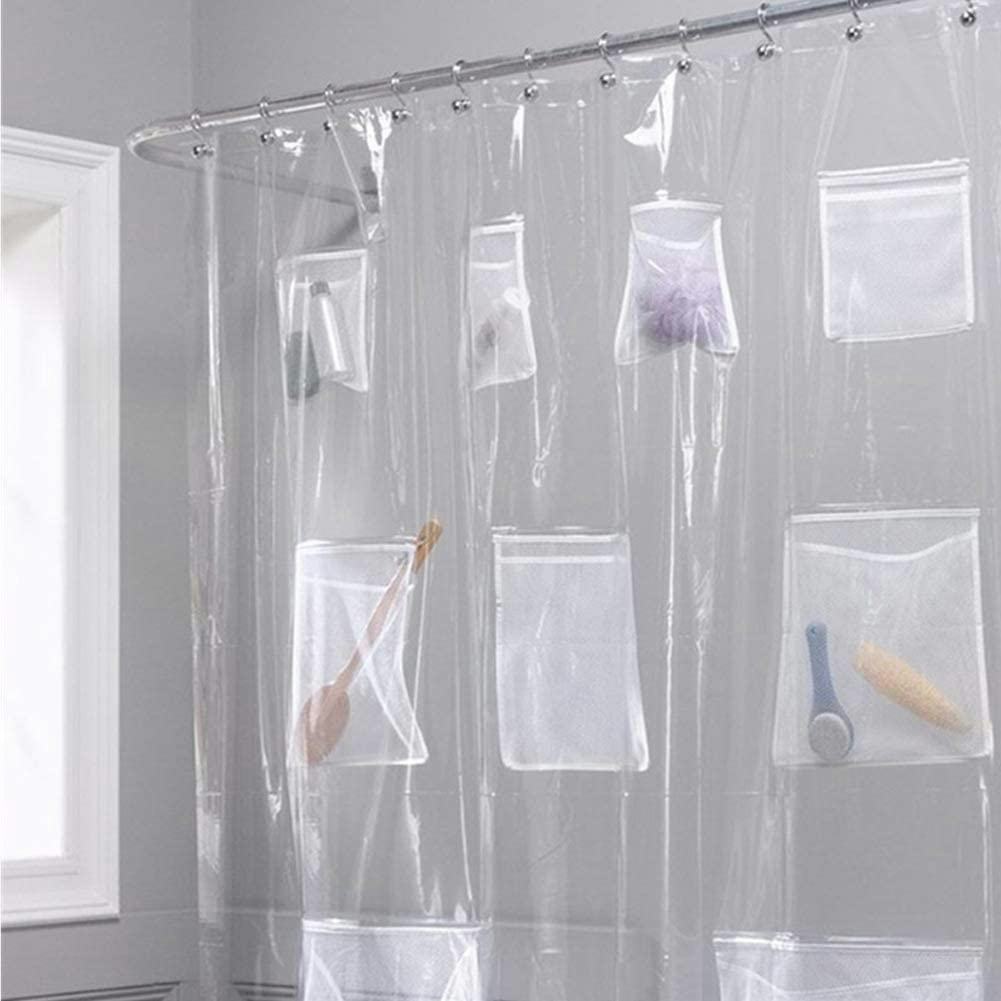 Yanxi Home Decor Waterproof Shower Curtain Liner with 12 Pockets