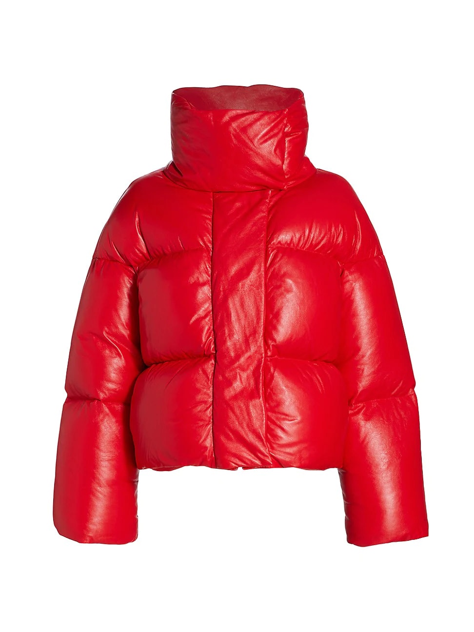 Mackage Bailey Convertible Leather Puffer Jacket in Red