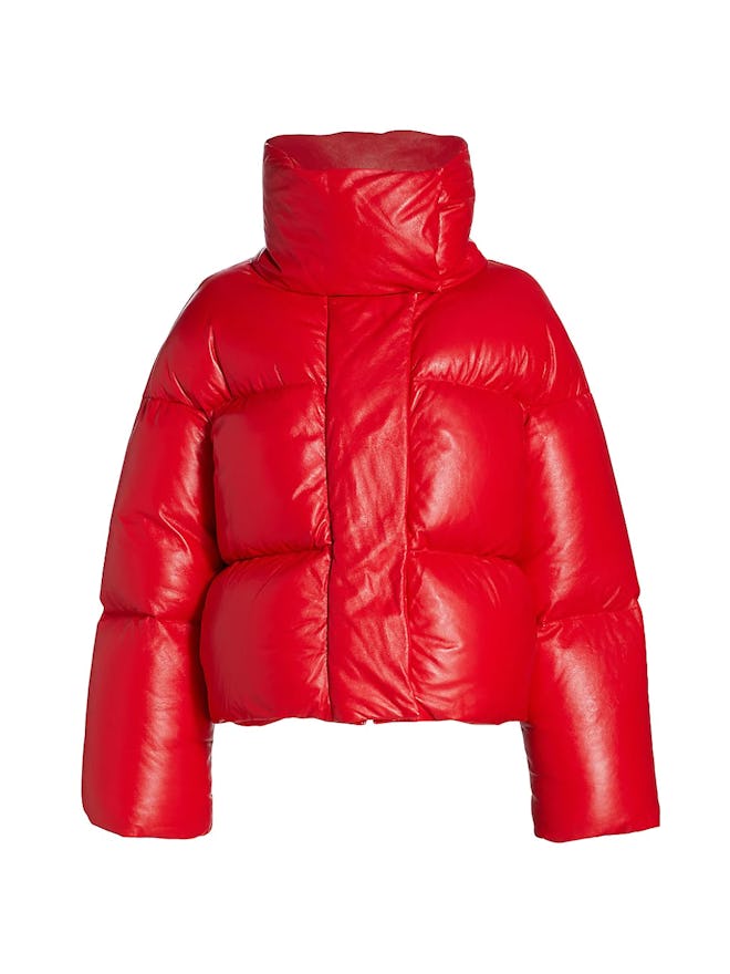 The Raphael puffer jacket in red leather from Khaite.