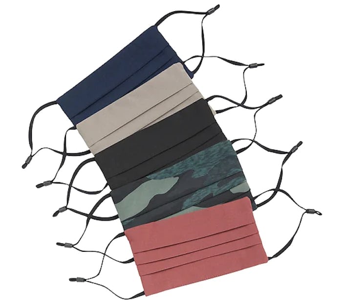 a set of five face masks from athleta