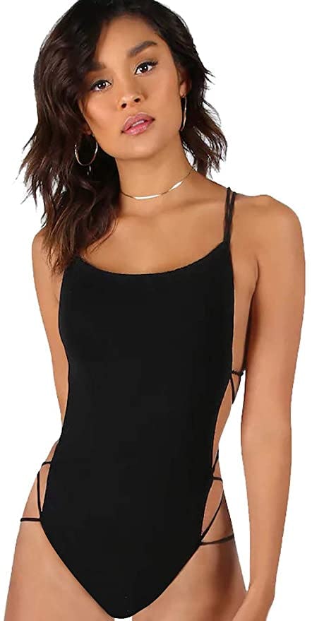 Verdusa Sleeveless Scoop Neck Strappy Backless Bodysuit