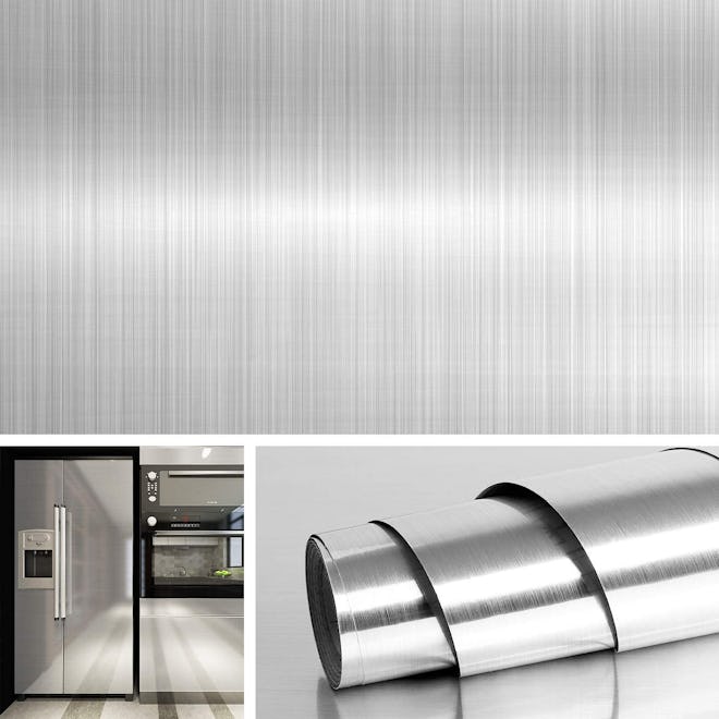 Livelynine Brushed Nickel Vinyl Peel and Stick Paper