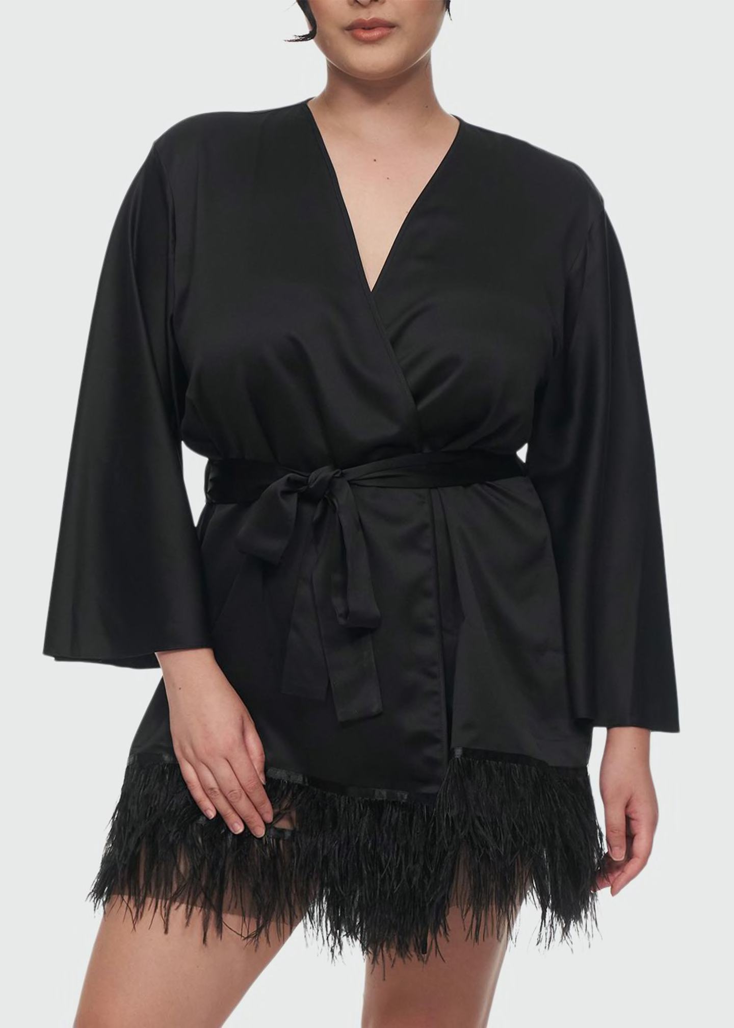 Rya Collection Plus Size Swan Feather-Hem Robe
