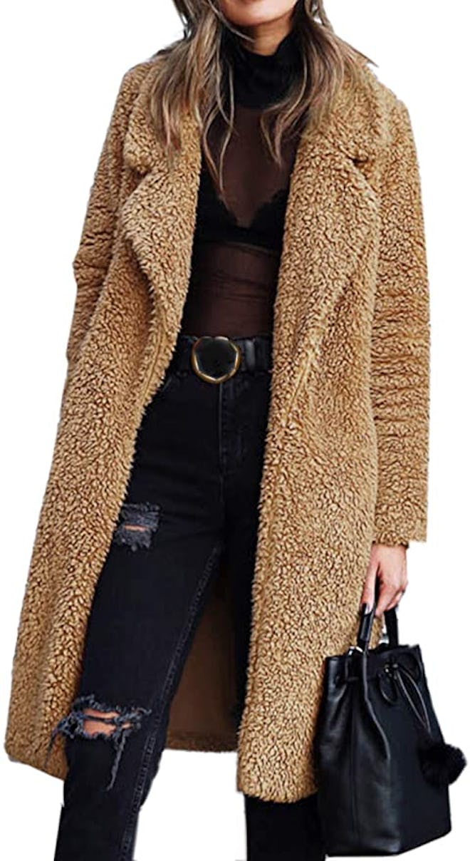 Angashion Fuzzy Teddy Cardigan Coat