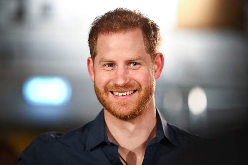 Prince Harry, Duke of Sussex speaks with members of the Invictus Games Choir at Abbey Road Studios,...