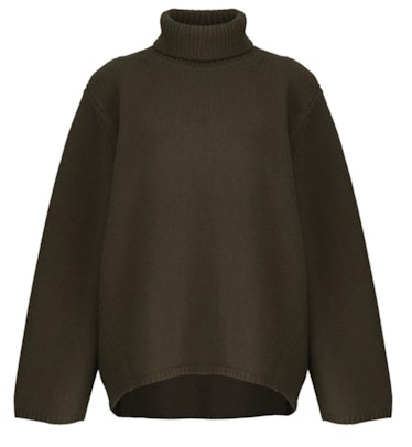 TOTÊME's olive green turtleneck sweater.