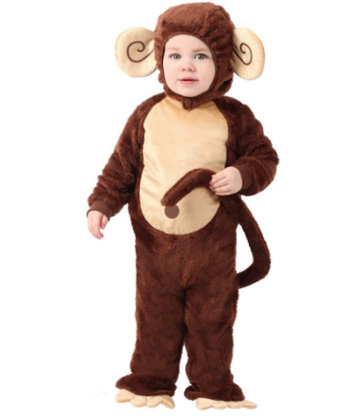 Baby boy dressed in a monkey costume