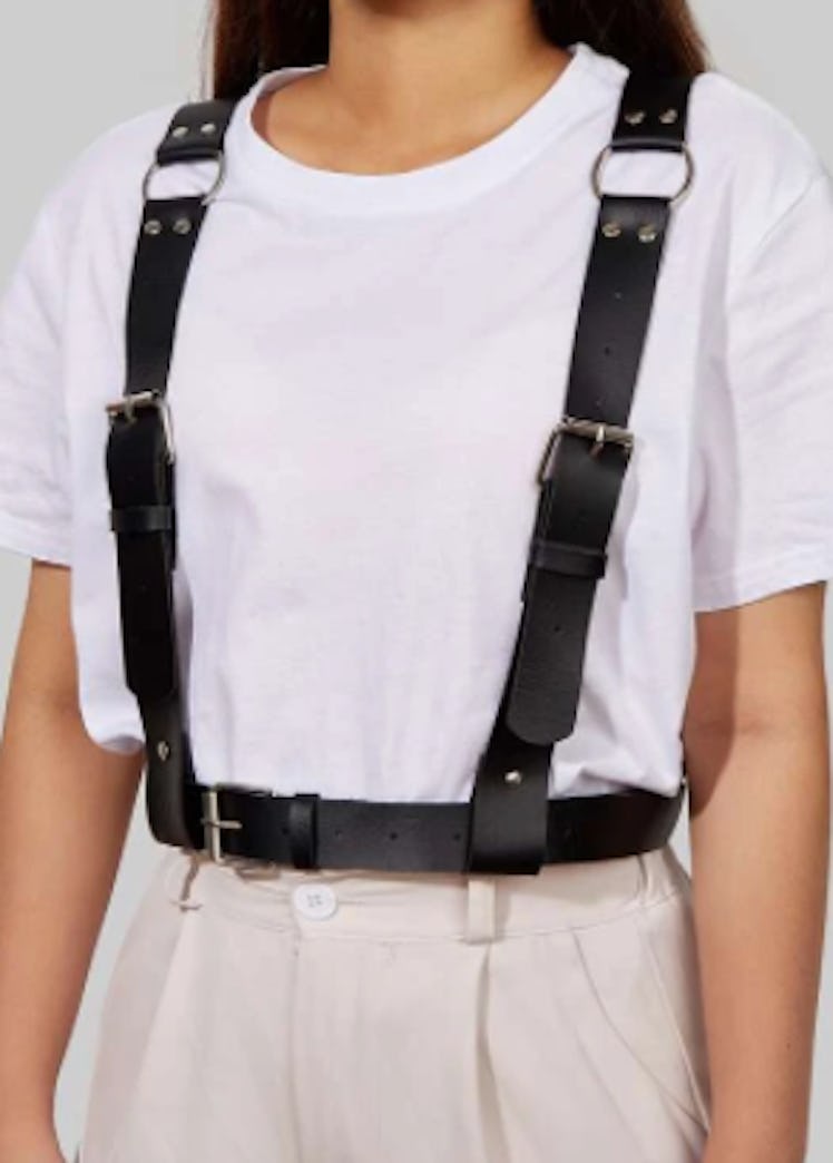 A SHEIN metal buckle leather suspender