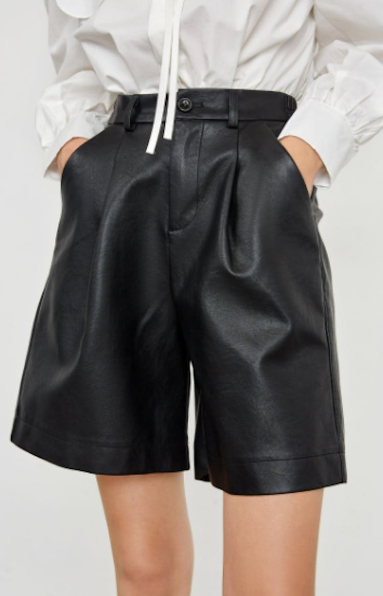 black leather shorts 