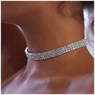 Zealmer 3 Row Rhinestone Choker Necklace