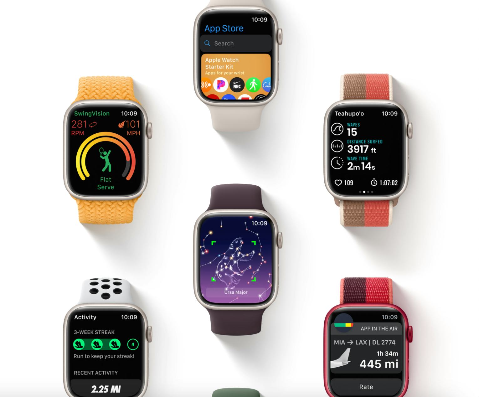 Apple Watch Series 7 flat lay image. 