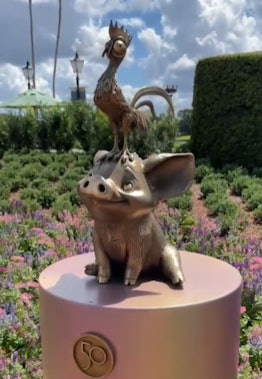 These photos of Disney's 50th anniversary gold character statues includes one of Pua from 'Moana.'