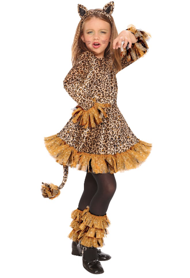 Girl wearing a leopard costume 