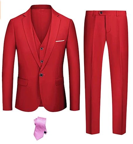 YND Men's Slim Fit 3 Piece Suit Set - RED