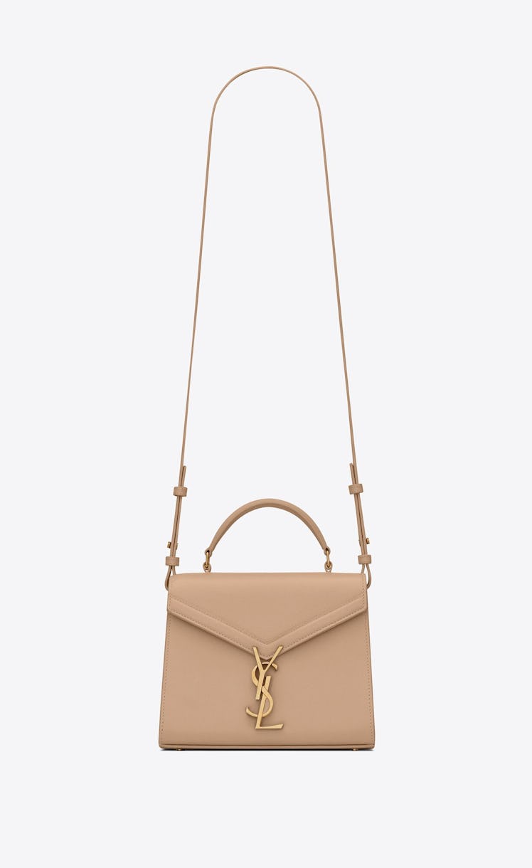 Dark Beige Cassandra Mini Top Handle Bag from Saint Laurent.